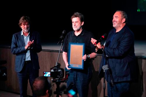 Nanni Moretti premiato in Sala Perla dal Presidente Nastasi