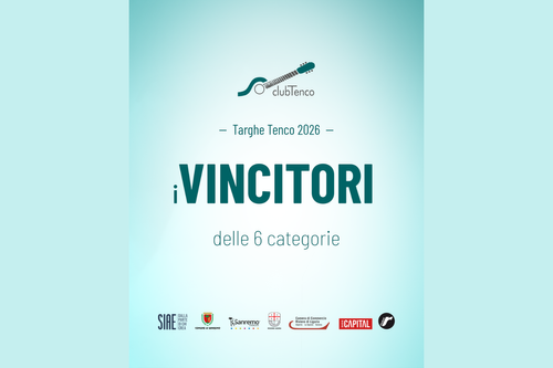 Annunciate le opere vincitrici delle Targhe Tenco 2026 Premio Tenco 2026. Premiati Caparezza, Consoli, Piji, Avincola, Nolde e Graziani